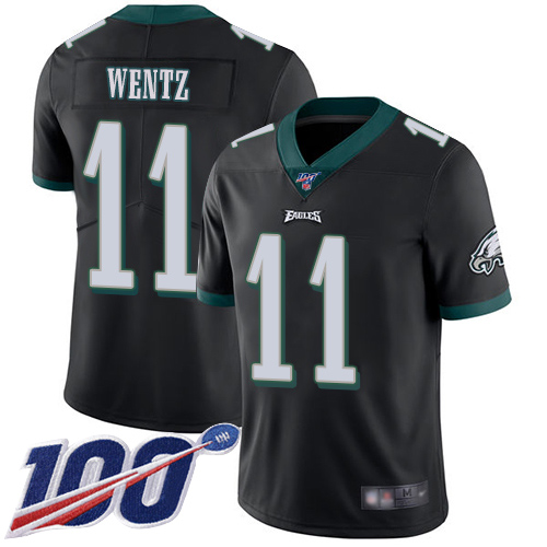 Men Philadelphia Eagles 11 Carson Wentz Black Alternate Vapor Untouchable NFL Jersey Limited Player